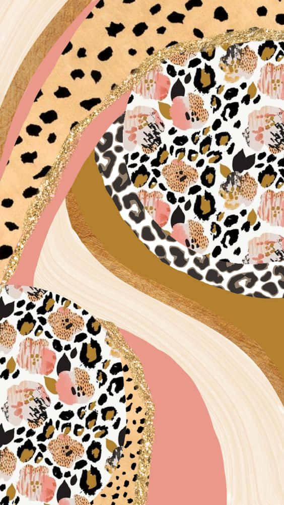 A Pink And Gold Leopard Print Art Print Wallpaper