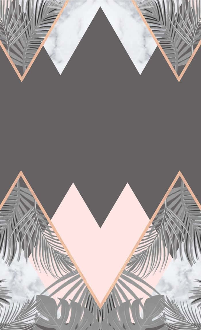 A Pink And Gray Marble Background With Palm Leaves Wallpaper