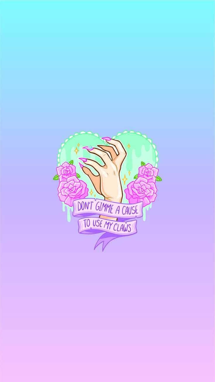 A Pink And Purple Background With A Hand With Flowers On It Wallpaper