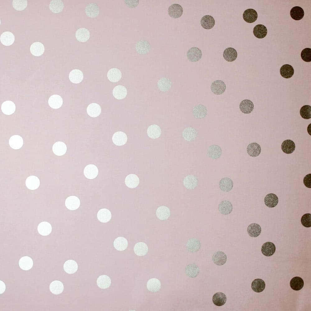 A Pink And Silver Polka Dot Fabric Wallpaper