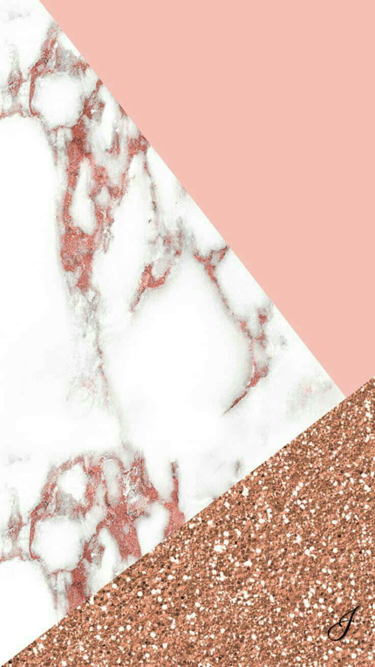 A Pink And White Marble Background With A Gold Glitter Wallpaper