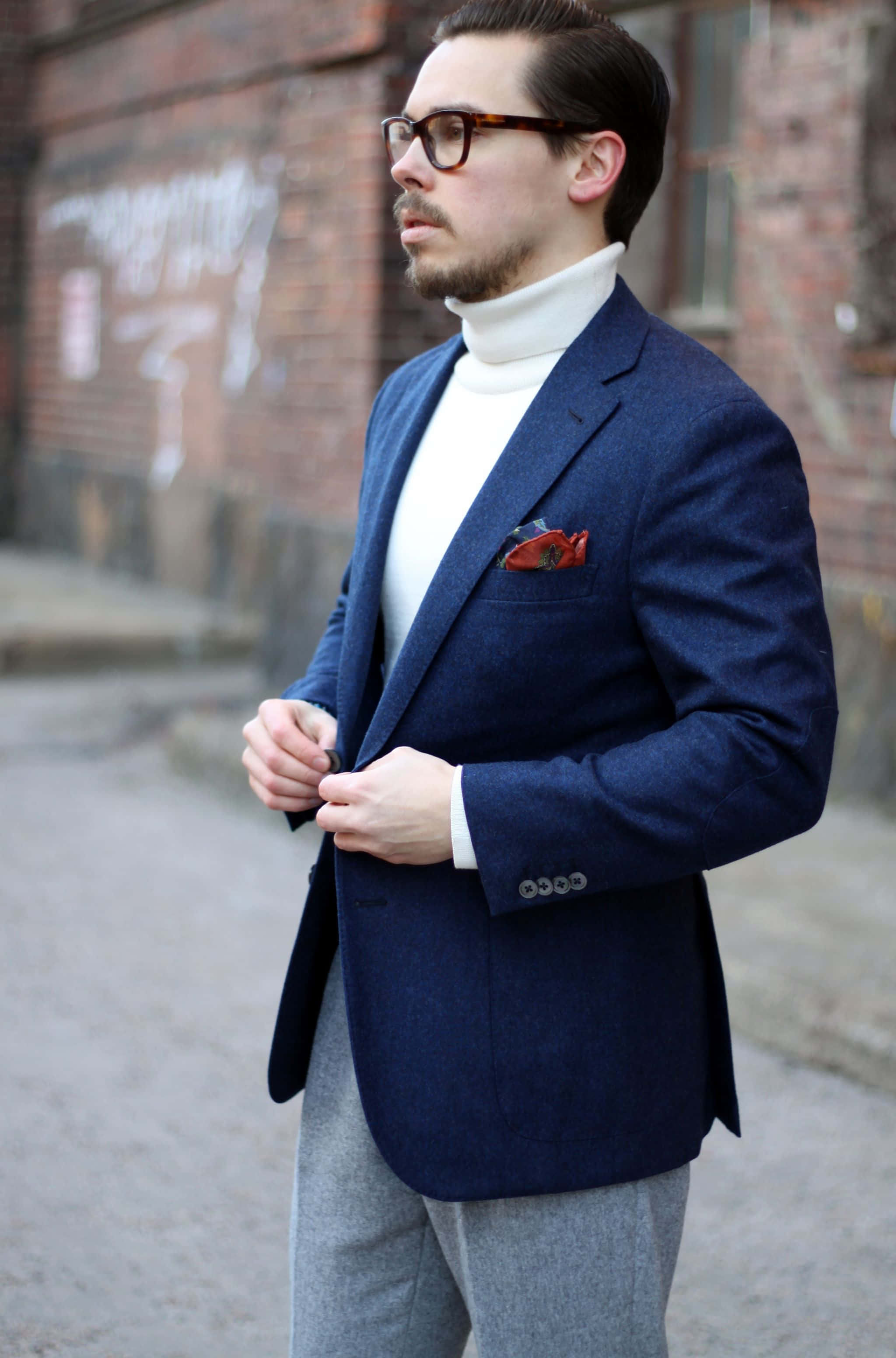 A Polished Look With A Navy Blue Blazer. Wallpaper