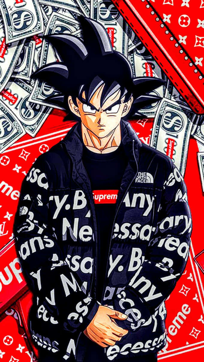 A Range Of Anime Characters Sporting Supreme Fashion Wallpaper