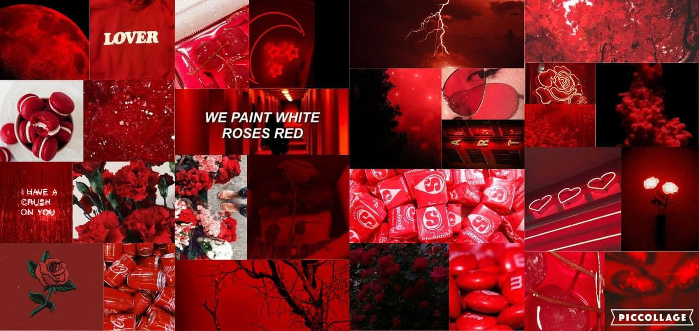 A Red Collage Of Artwork Wallpaper