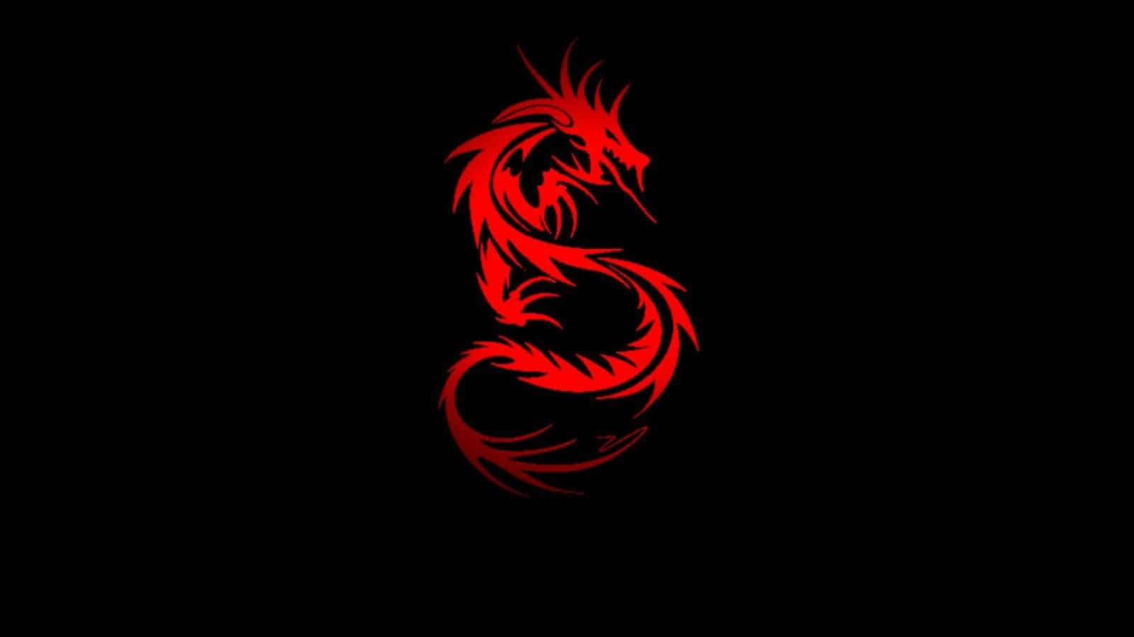 A Red Dragon On A Black Background Wallpaper