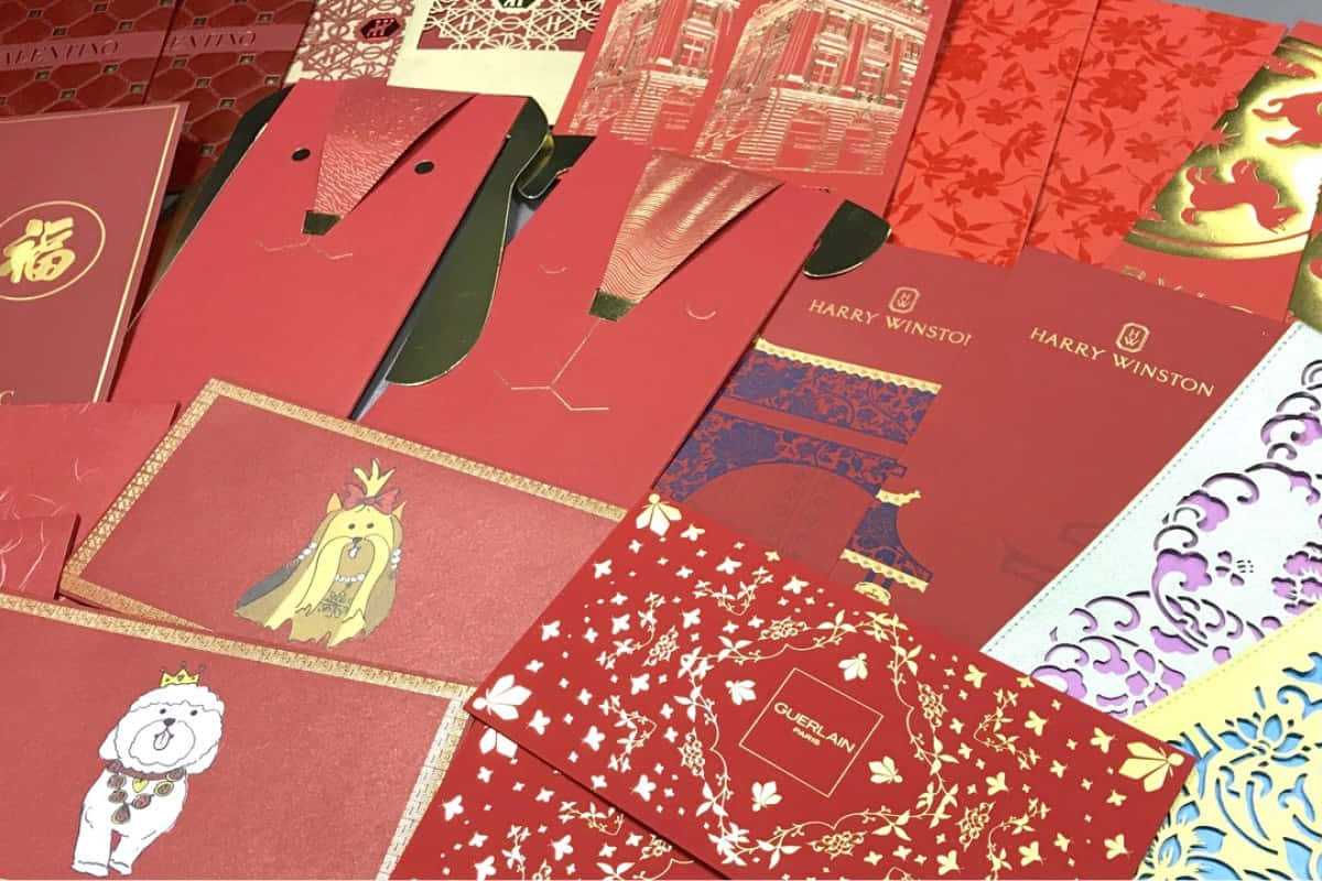 A Red Envelope With A Golden Pattern Wallpaper