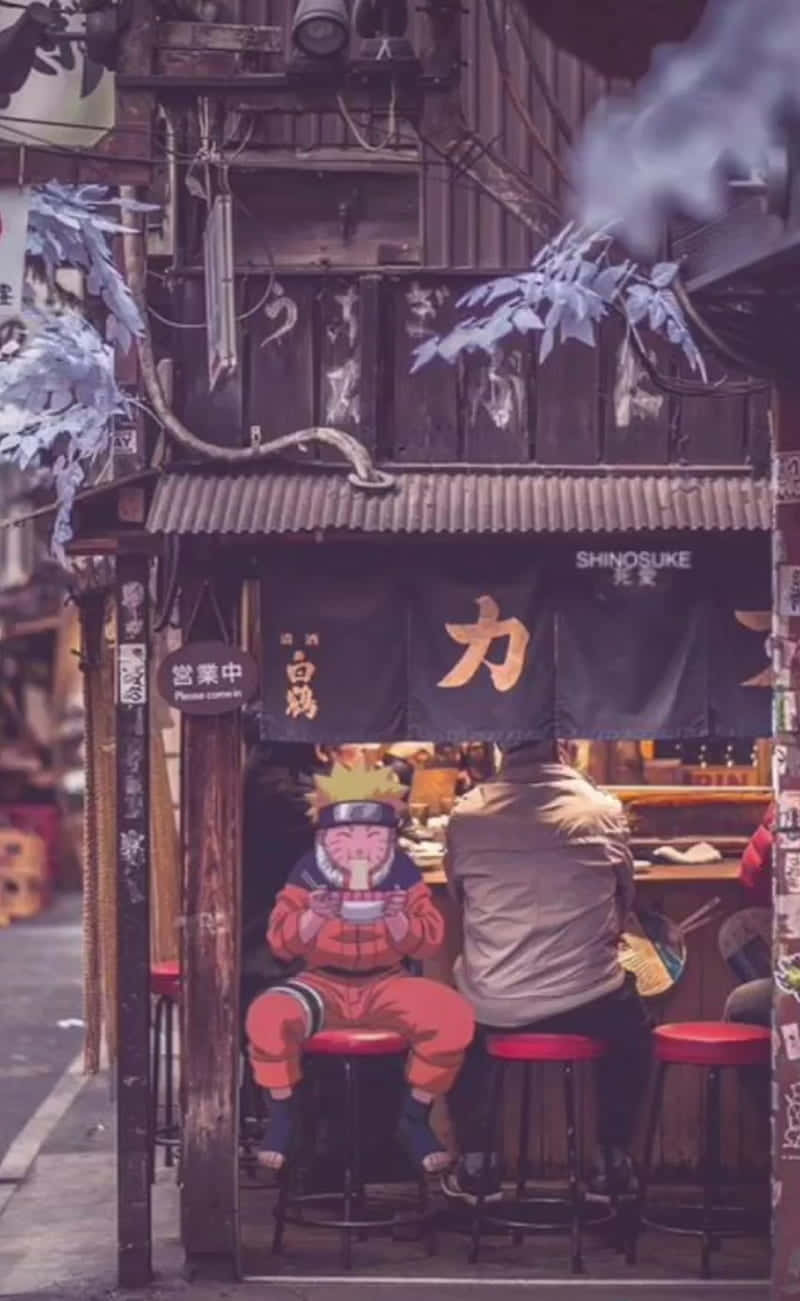 A Restaurant With People Sitting At The Counter Wallpaper