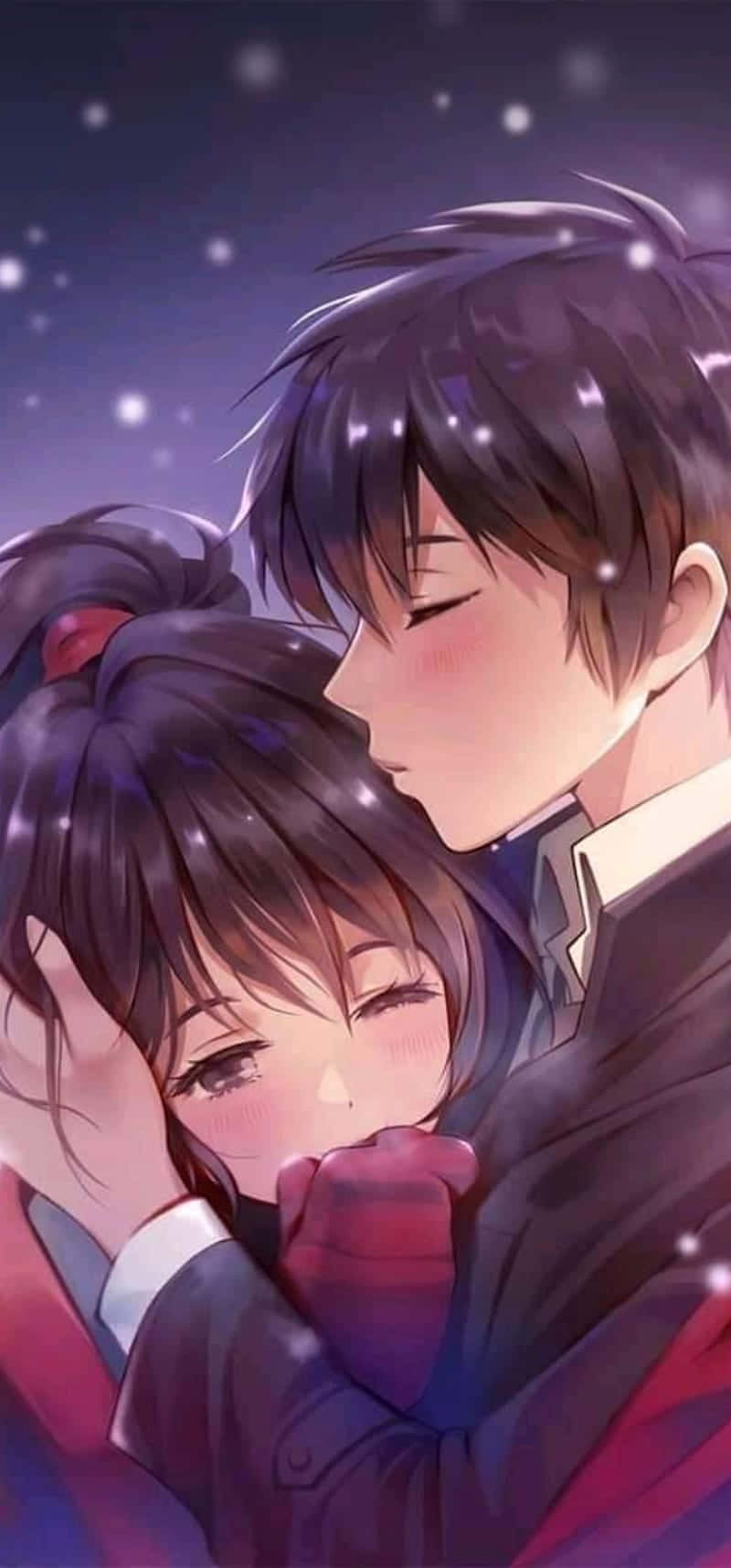 A Romantic Anime Couple Enjoying A Moment Of Bliss. Wallpaper