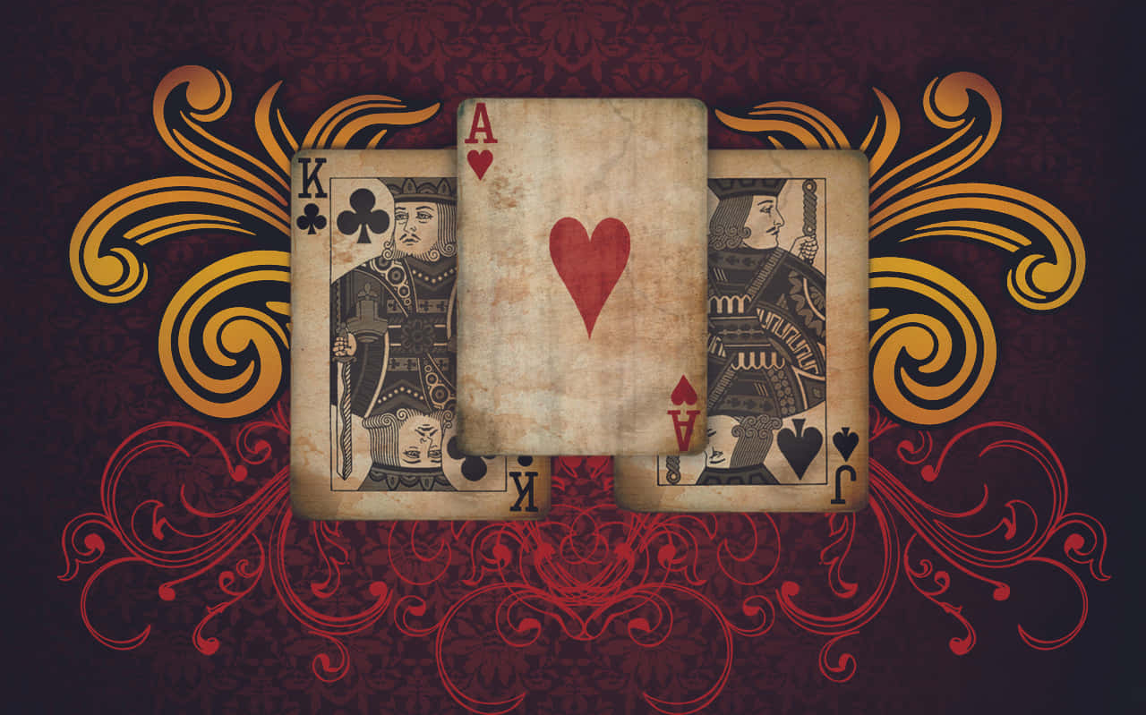 A Royal Flush In Poker On A Green Table Wallpaper