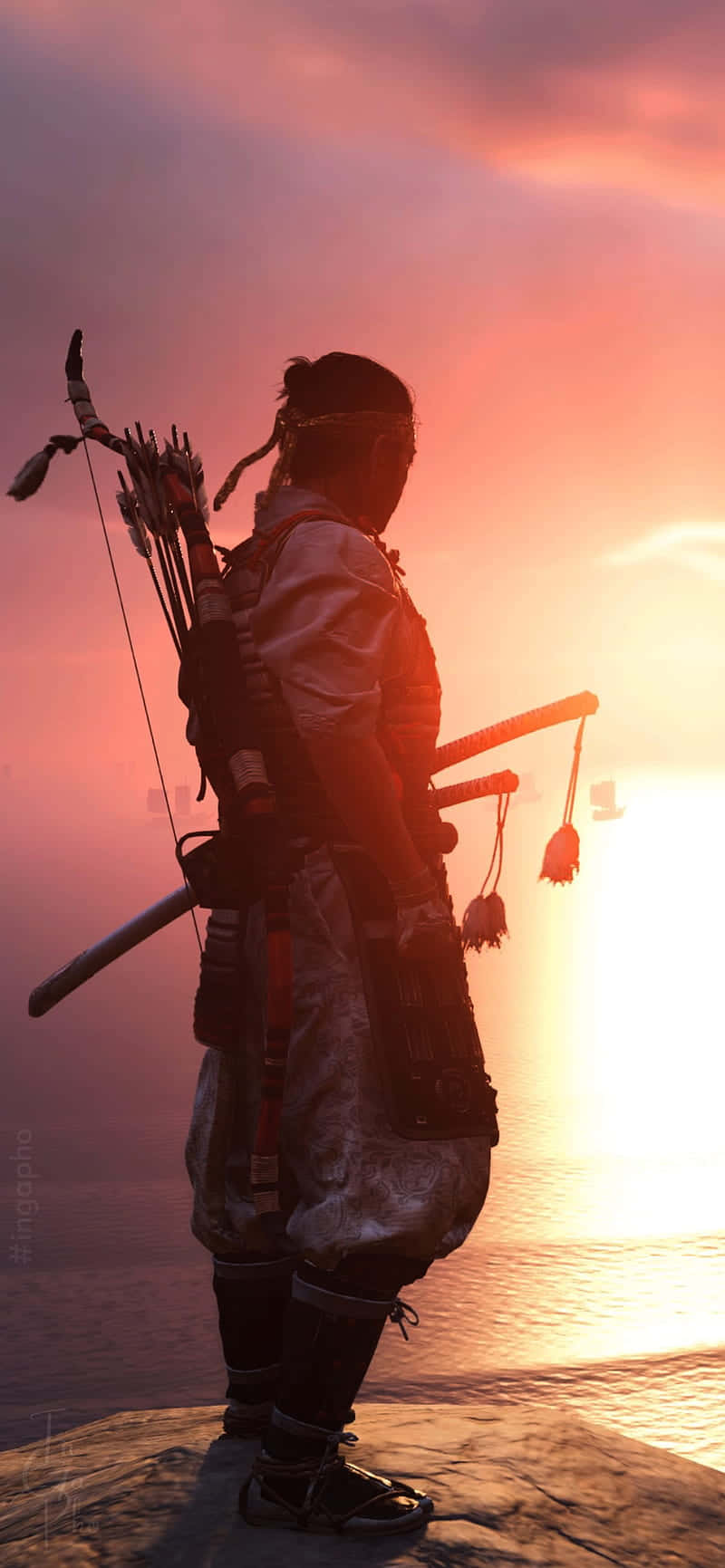 A Samurai Riding Into Battle In Ghost Of Tsushima For Iphone Wallpaper