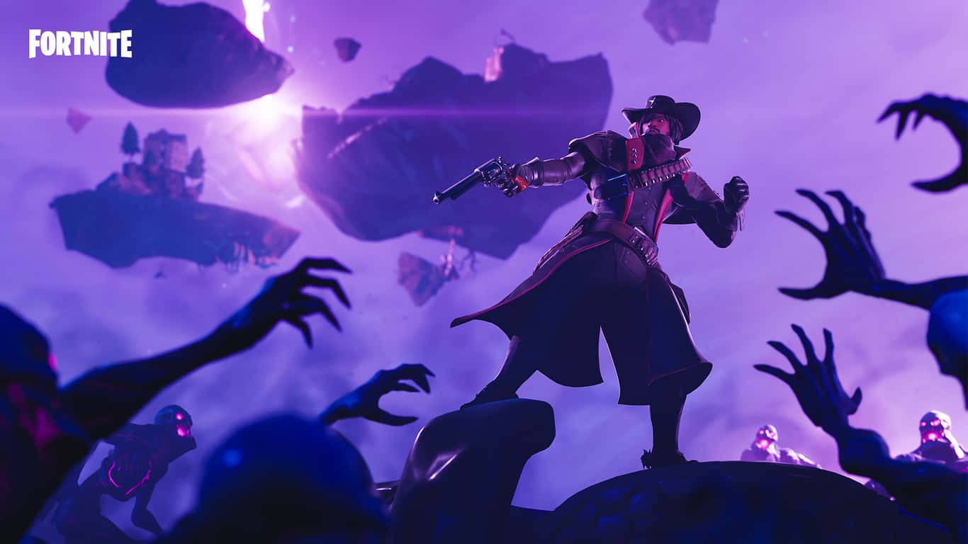 A Screenshot Of An Intense Moment In Fortnite Wallpaper