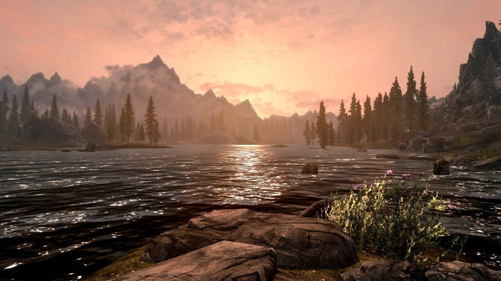 A Serene View Of The Lush Forests In Falkreath, Skyrim Wallpaper