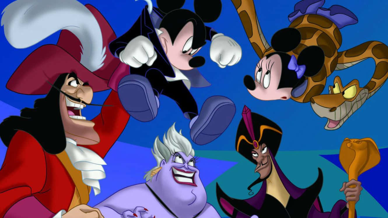 A Sinister Gathering Of Iconic Cartoon Villains Wallpaper