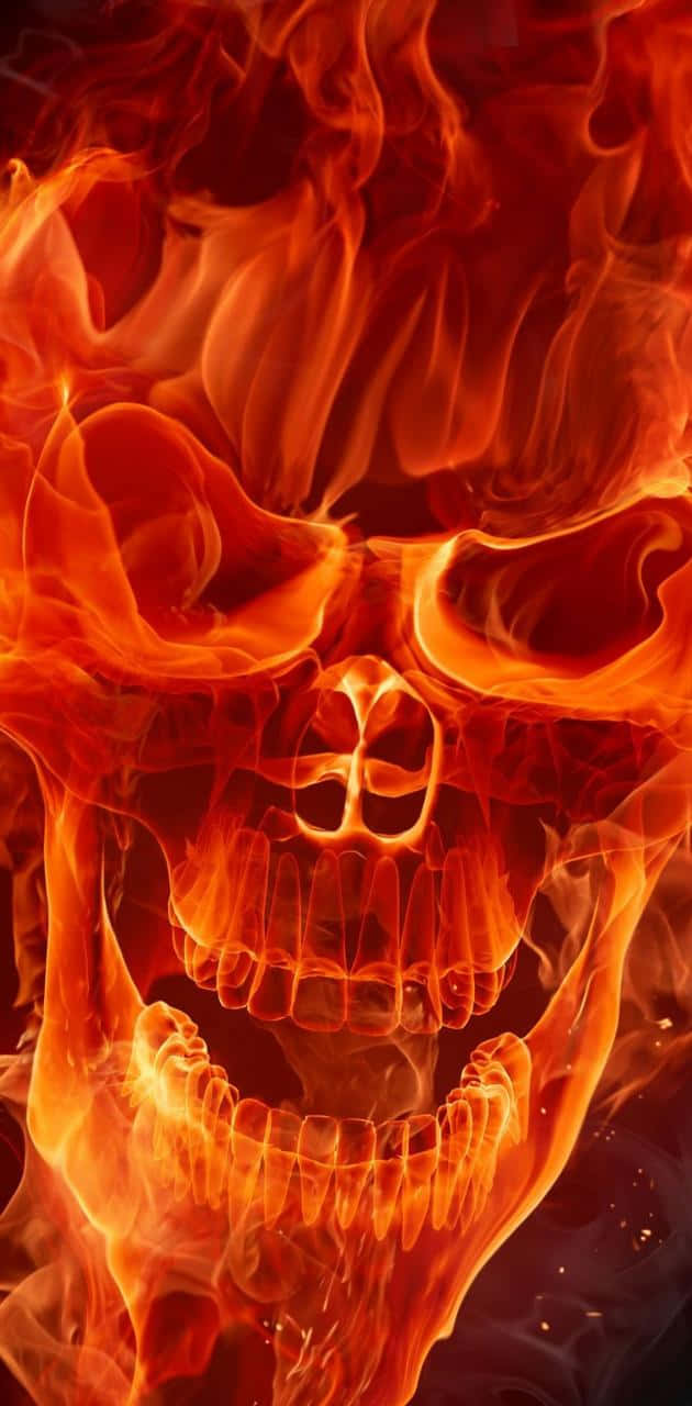 A Skull Ablaze With Red Flames. Wallpaper