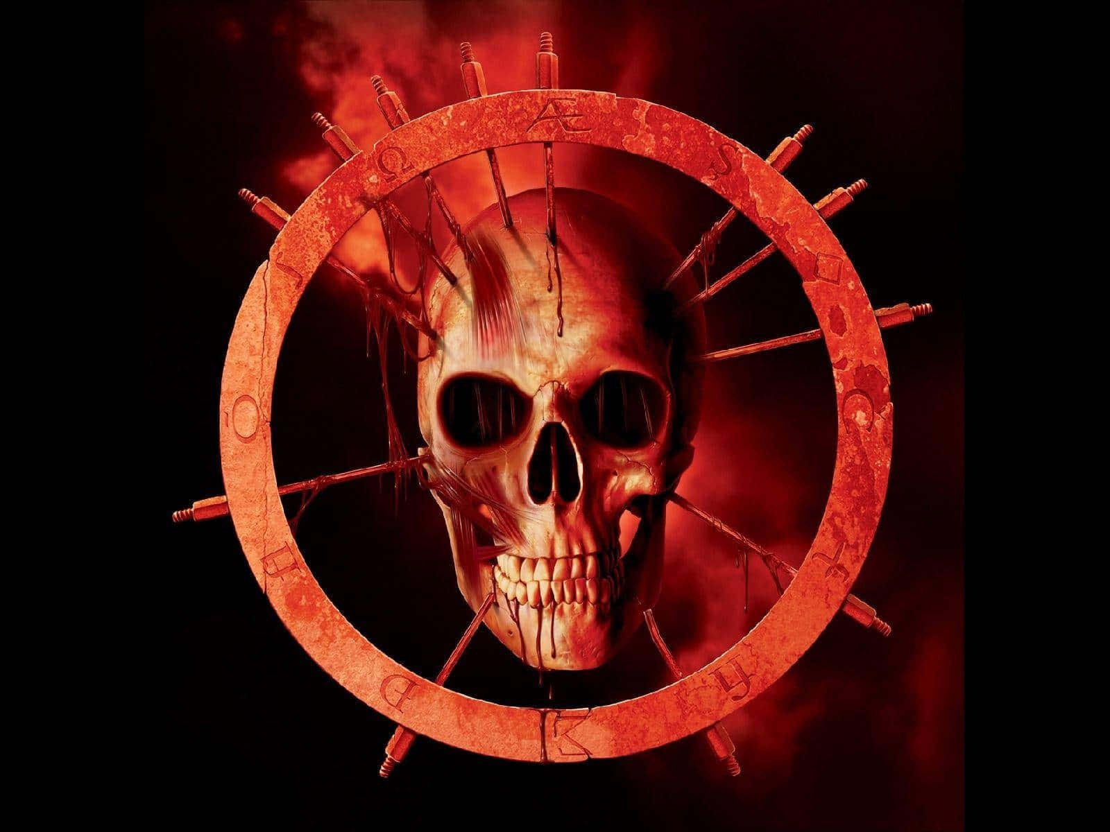 A Skull In A Red Circle With A Red Background Wallpaper