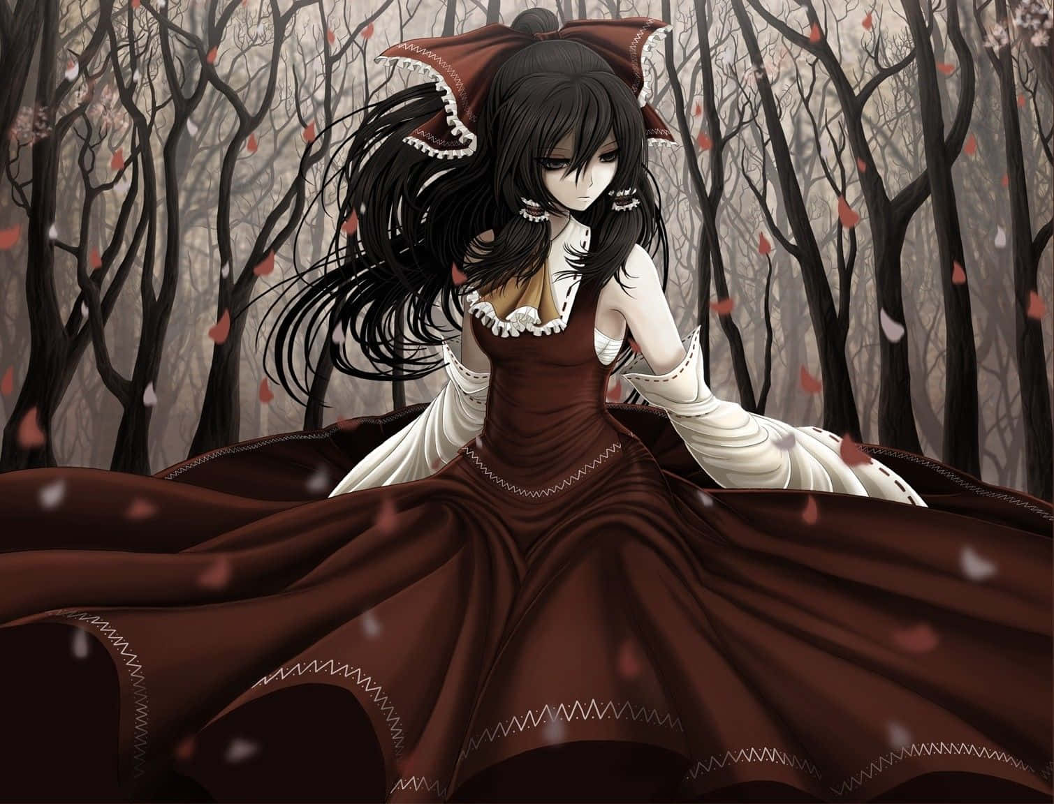 A Slightly Gothic But Beautiful Anime Girl Wallpaper