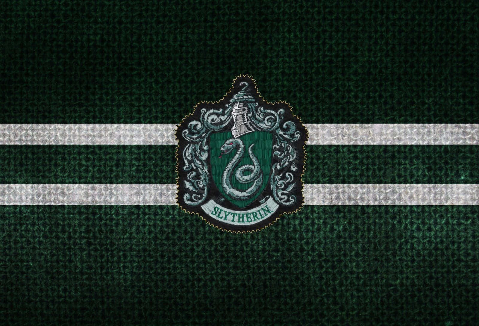 A Slytherin Student Smiles On The Way To Hogwarts Wallpaper