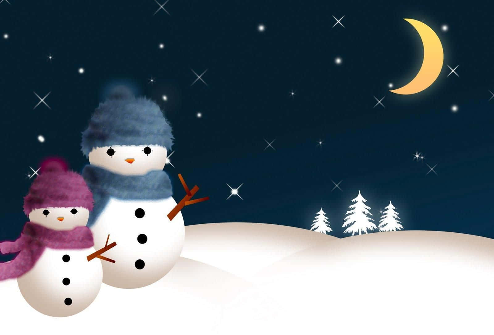 A Snowman Enjoying The First Snow Of Christmas. Wallpaper