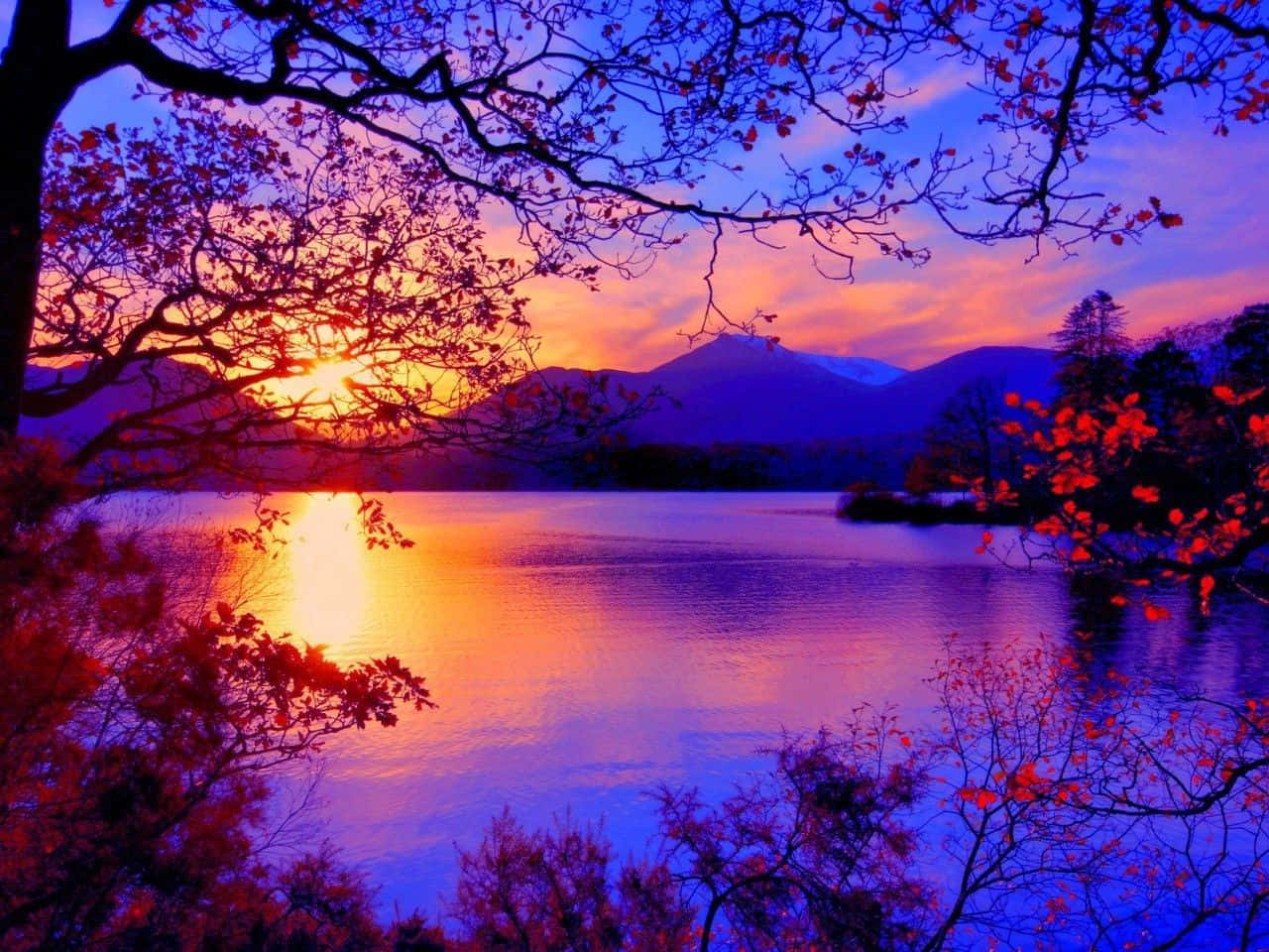 A Stunning Fall Sunset Wallpaper