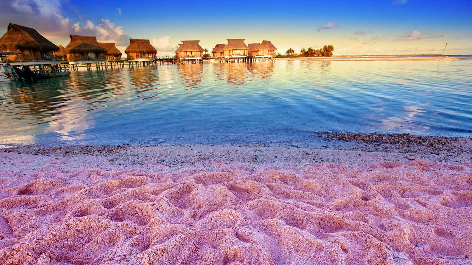 A Stunning View Of Pink Sand Beach Wallpaper