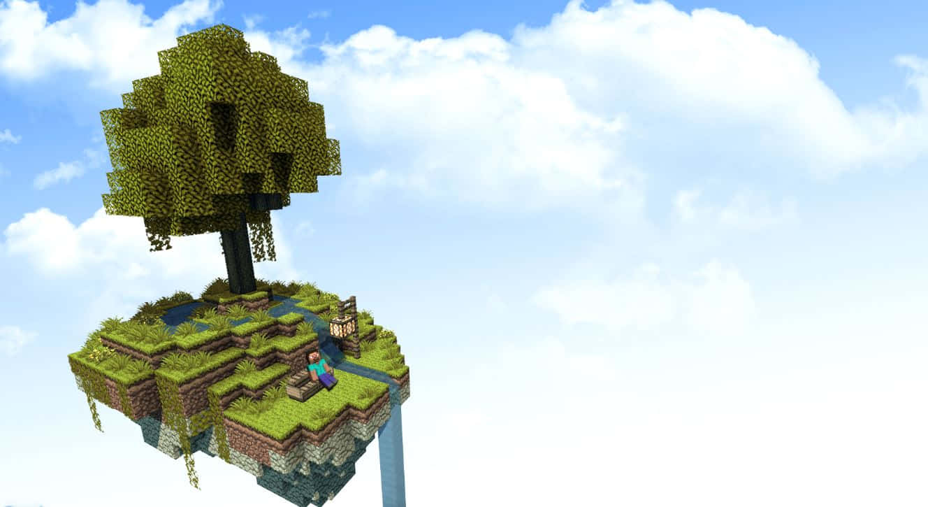 A Stunning View Of The Minecraft Sky Block World Wallpaper