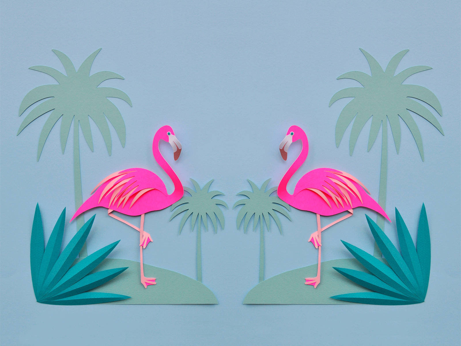 A Sunny Day With A Tropical Flamingo Wallpaper