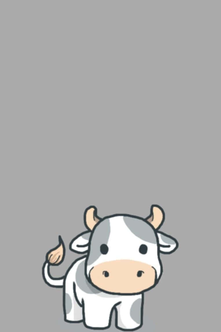 A Sweet Kawaii Cow With Big Brown Eyes Wallpaper