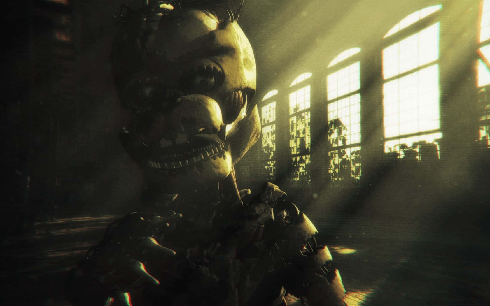 A Tense Confrontation Between Scraptrap And An Opponent In The Game Environment Wallpaper