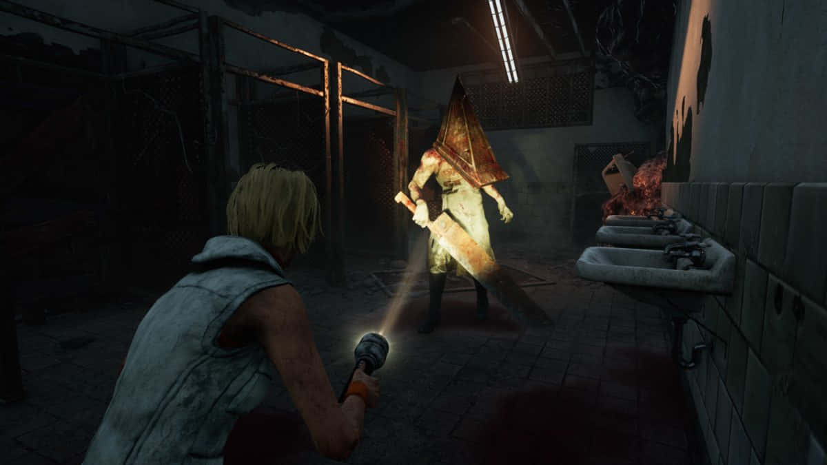 A Terrifying Encounter: Iconic Silent Hill Characters In An Ominous Setting. Wallpaper