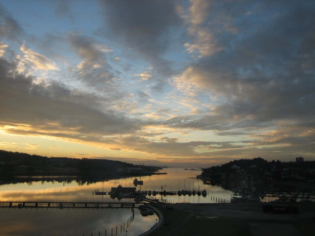 A Tranquil Sunset At Sandefjord, Norway Wallpaper