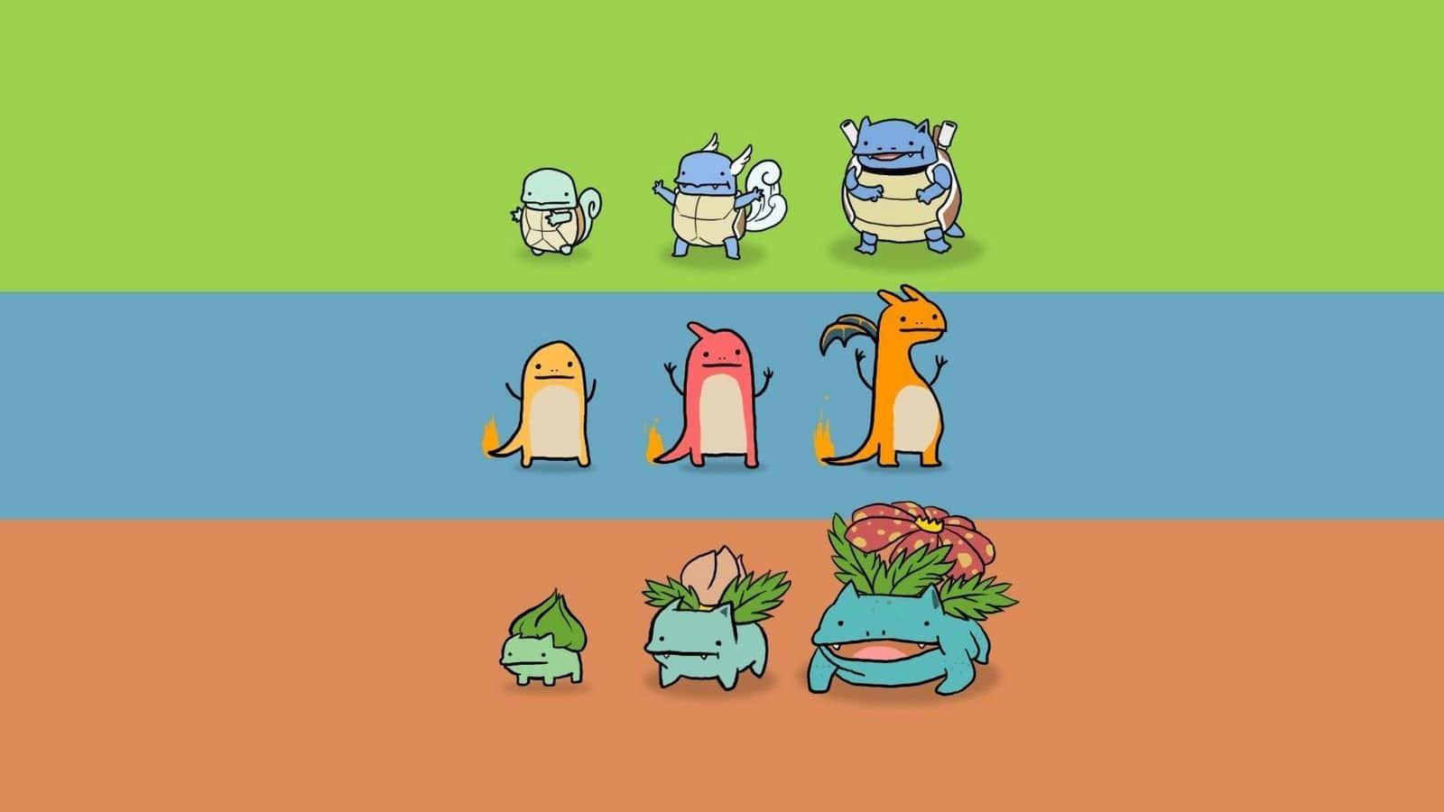 A Tribute To Classic Pokemon Characters In Minimalist Style Wallpaper