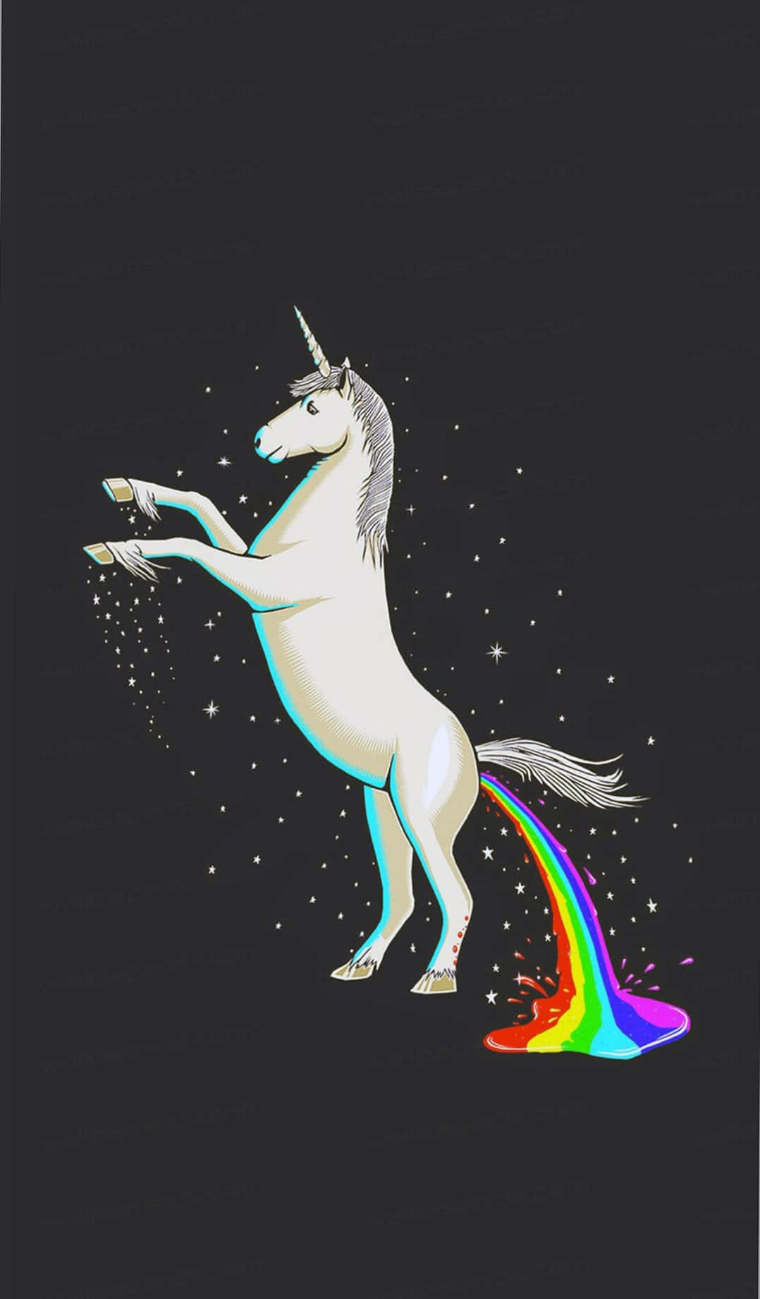 A Unicorn With Rainbow Splatter On Its Back Wallpaper