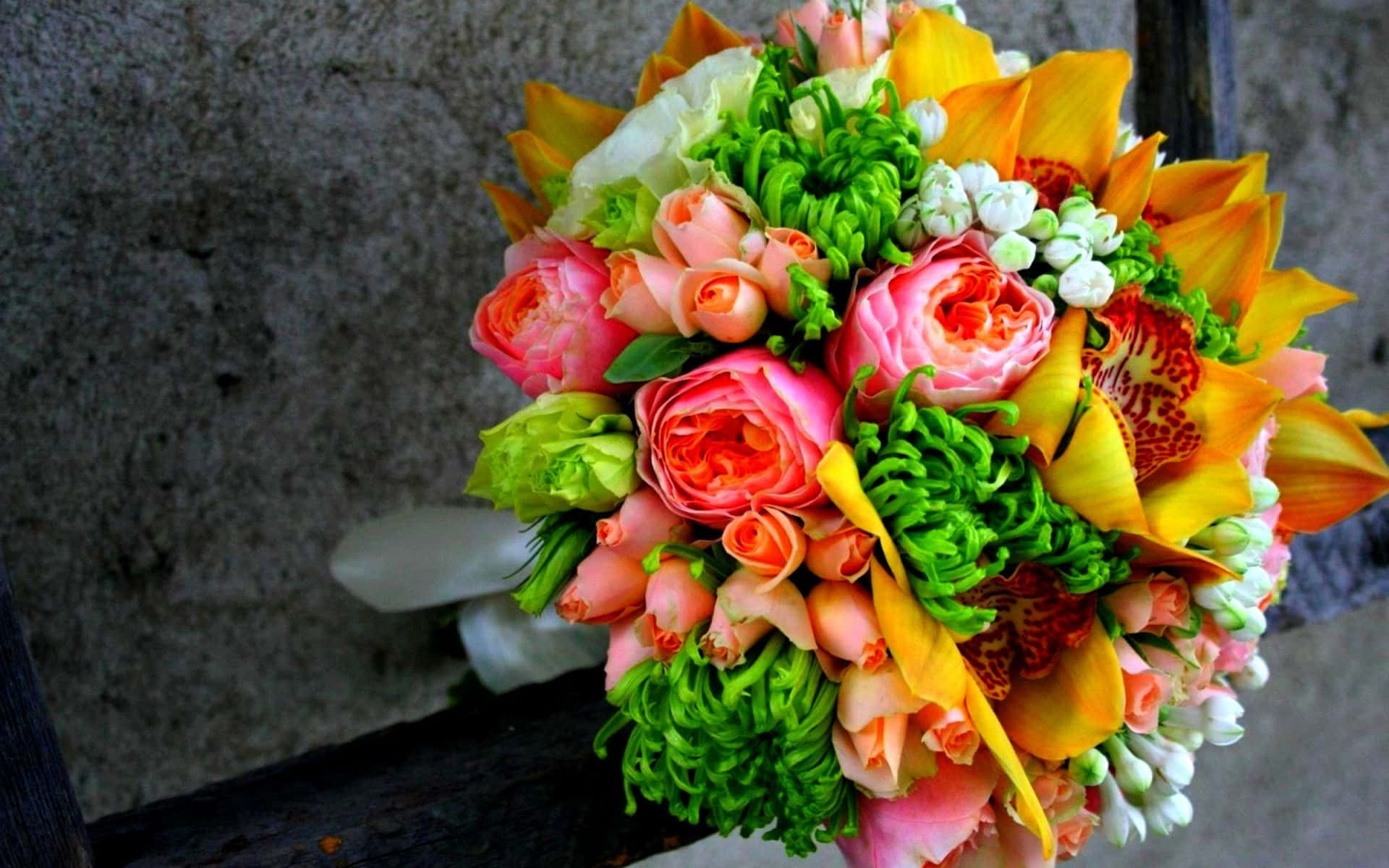 A Unique And Colorful Flower Arrangement Wallpaper