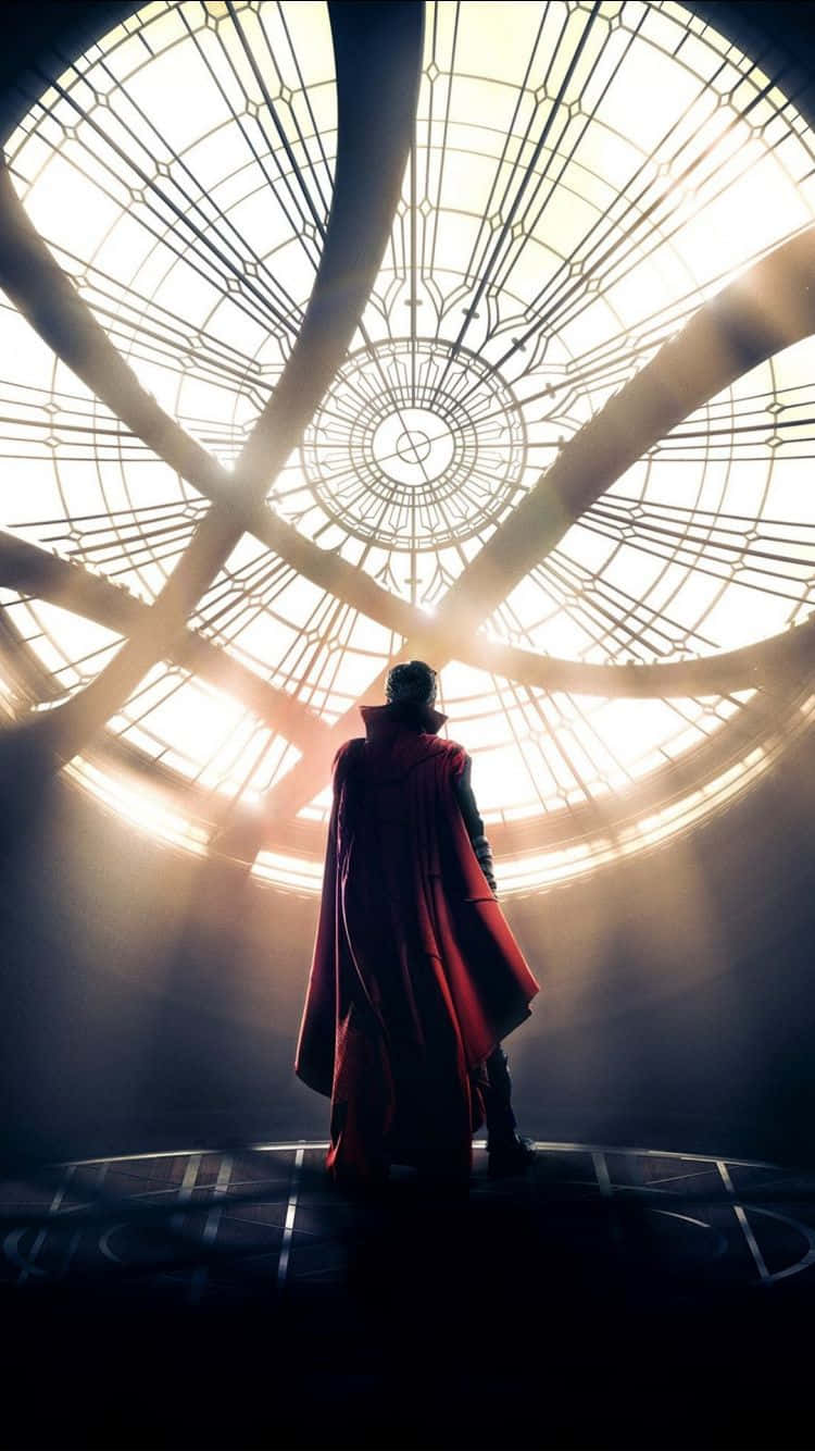 A Vibrant Graphic Of Doctor Strange Illuminated Against A Black Background Wallpaper