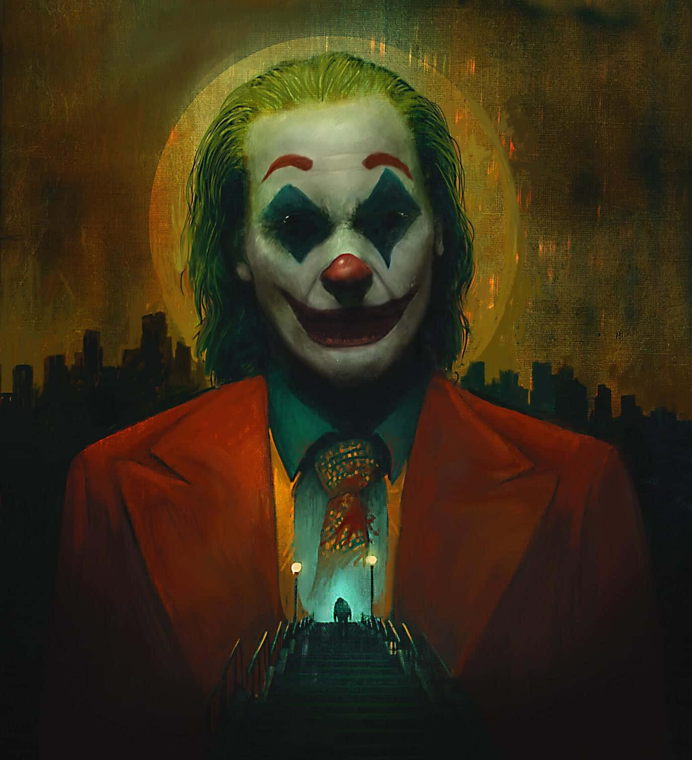 A Vibrant Joker Painting Showcasing Deep Emotion And Intensity Wallpaper