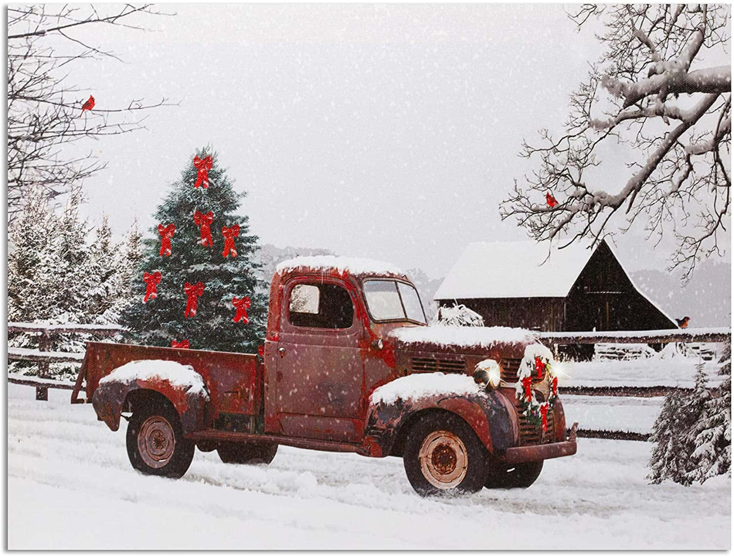 'a Vintage Truck With A Festive Christmas Schedule' Wallpaper