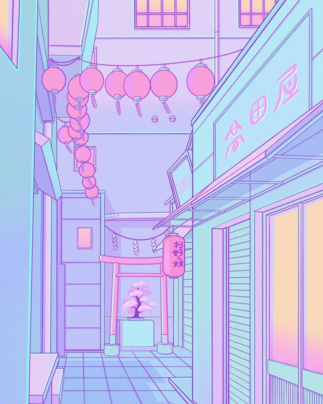 A Vivid Purple Aesthetic Anime Scene Wallpaper