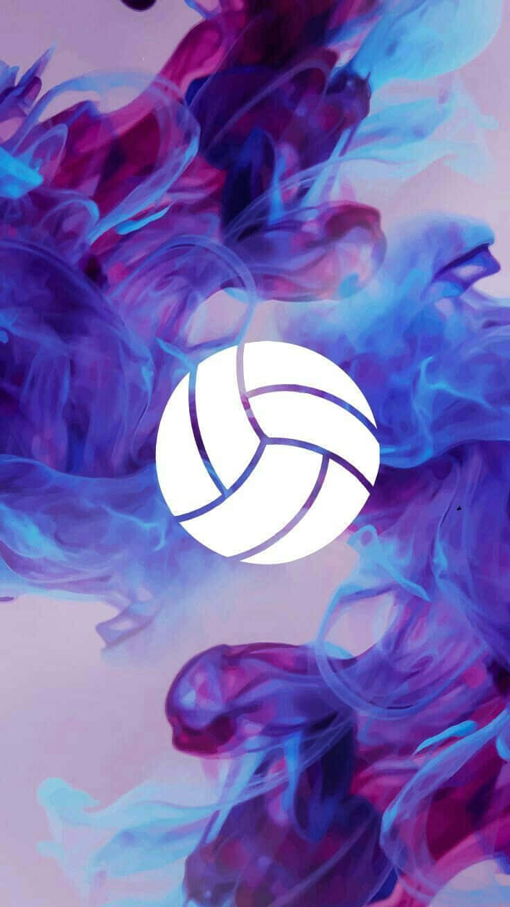 A Volleyball Ball With Blue And Purple Smoke Wallpaper