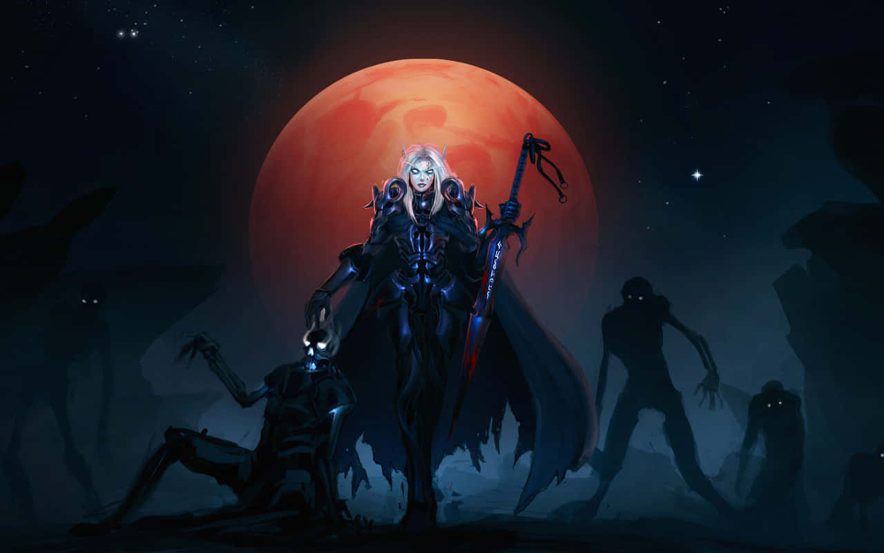 A Warlock Dominating The Battlefield In World Of Warcraft Wallpaper