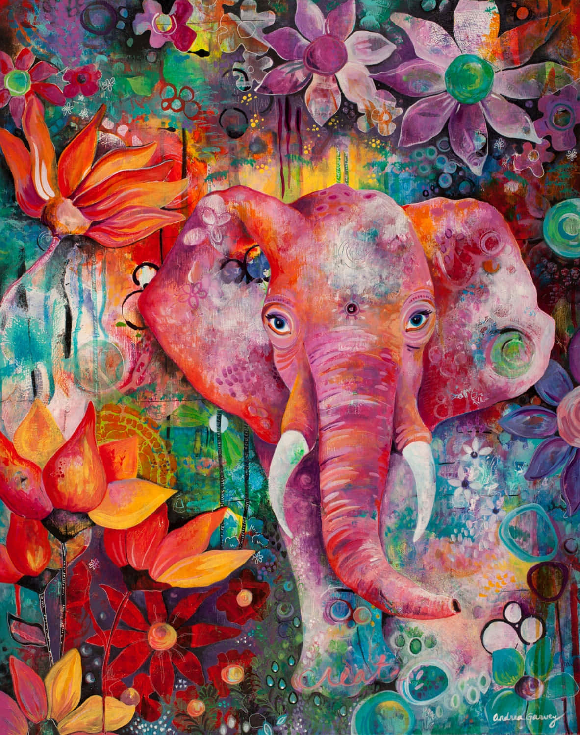 A Whimsical Pink Elephant Leaping With Joy Wallpaper