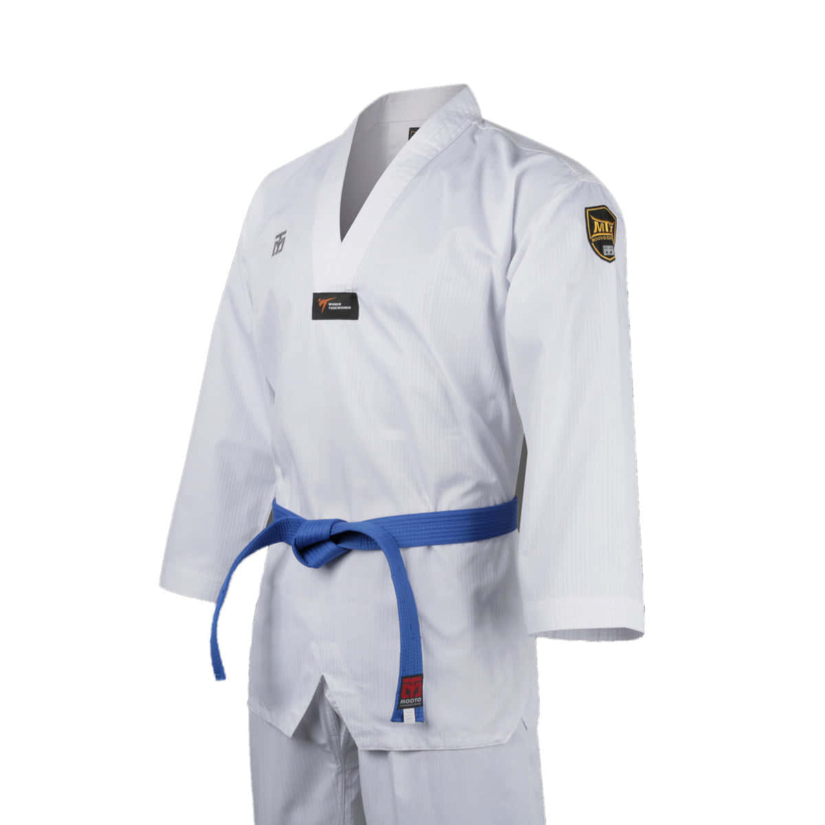 A White Taekwondo Uniform With A Black Belt Around The Waist Wallpaper