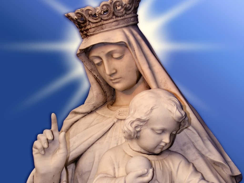 A Woman Prays To Mother Mary, Calling For Blessings And Guidance. Wallpaper