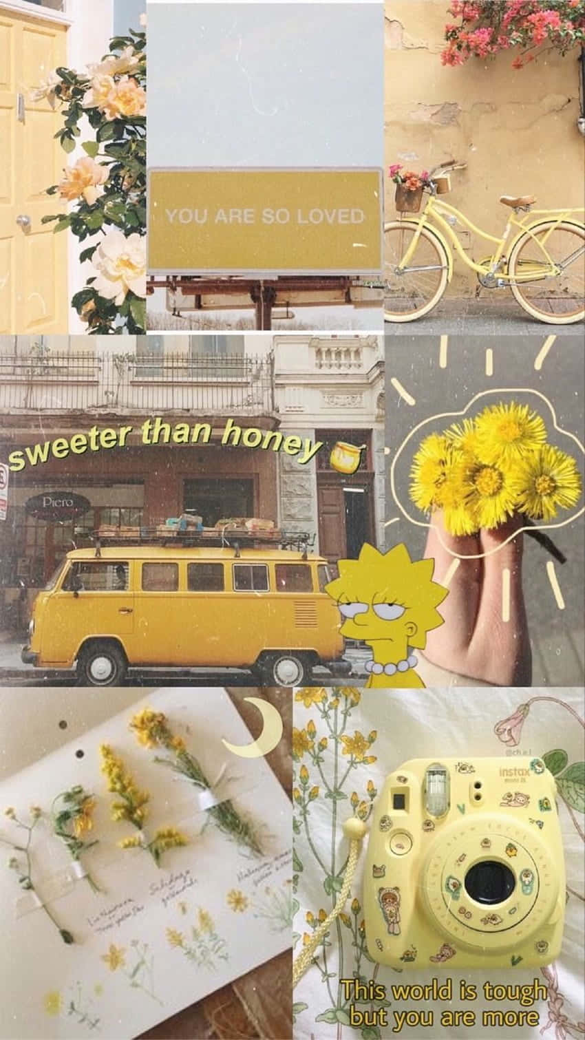 A Yellow Aesthetic Tumblr Image With A Field Of Warm Wildflowers In The Foreground Wallpaper