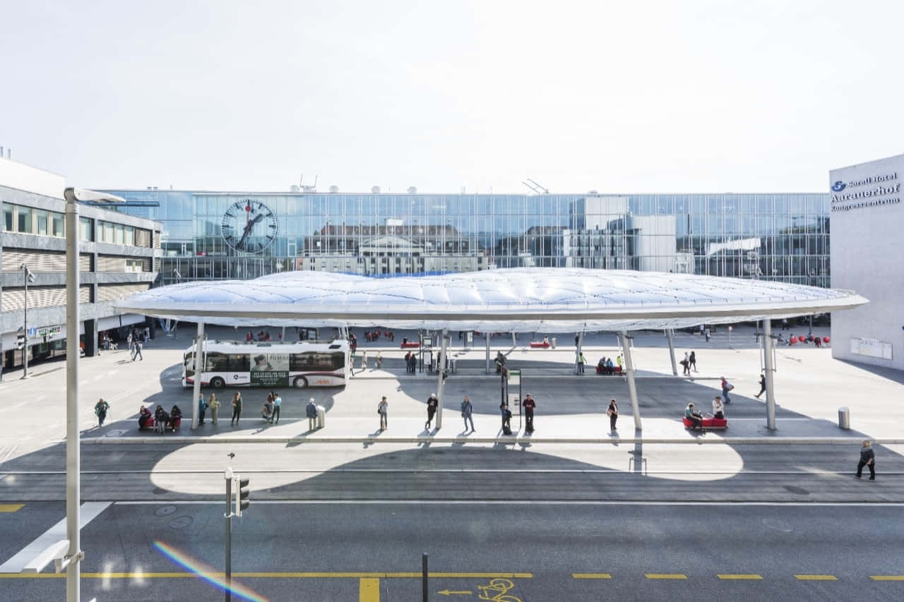 Aarau Bus Station Clock Tower Wallpaper