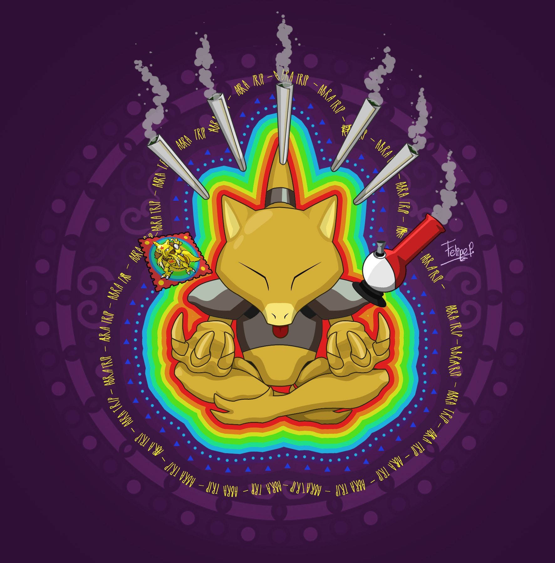 Abra Pokémon Smoking Blunt Wallpaper