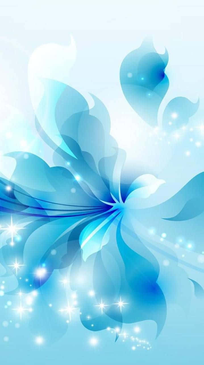 Abstract Aqua Floral Design Wallpaper