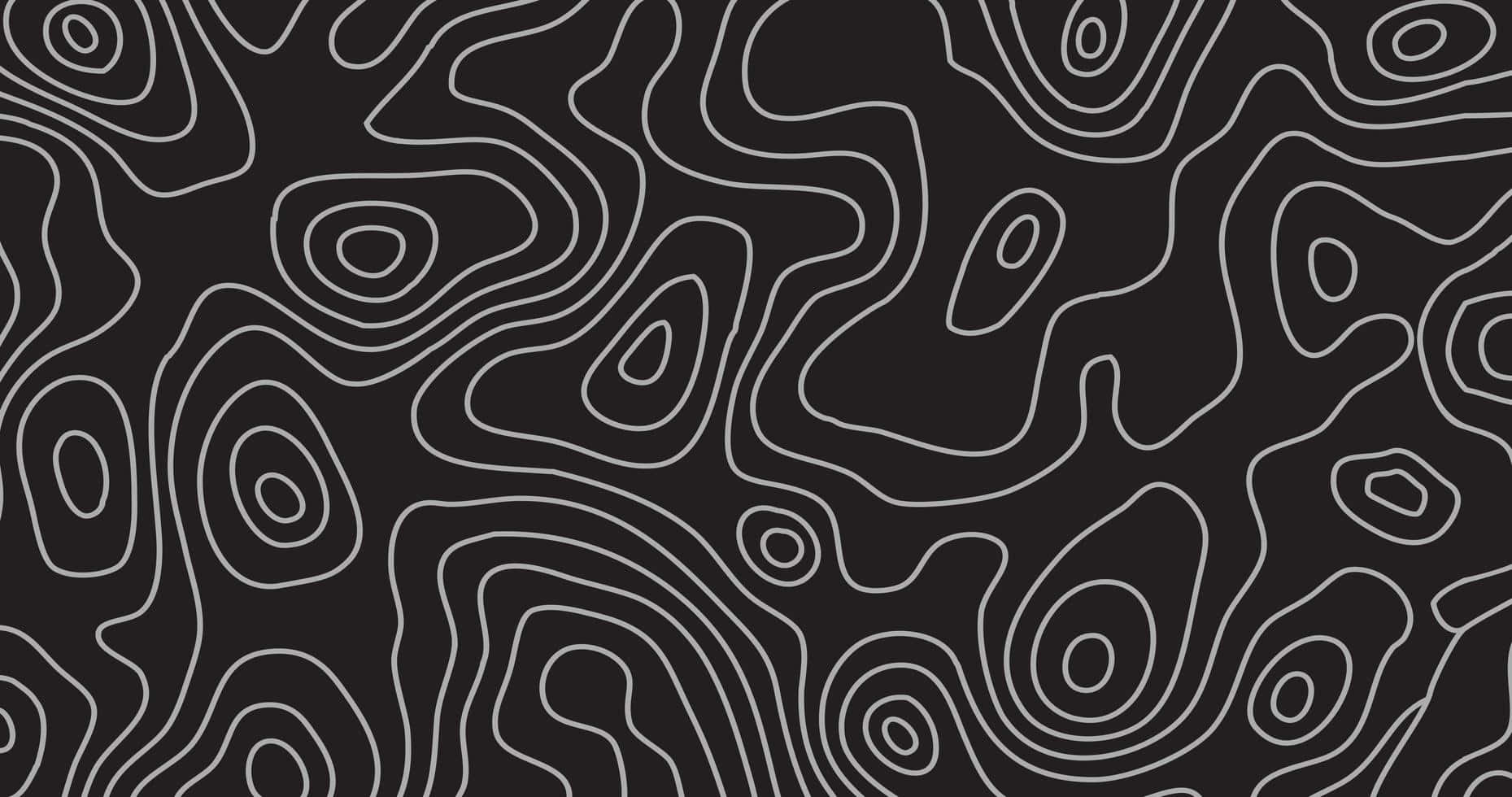 Abstract Black Topographic Lines Wallpaper