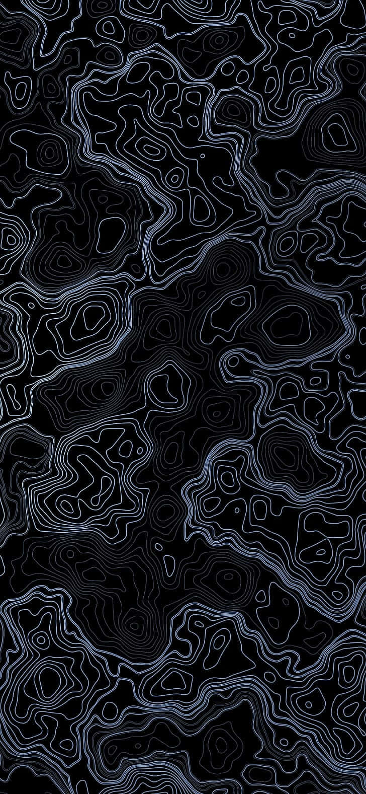 Abstract Black Topographic Lines Wallpaper