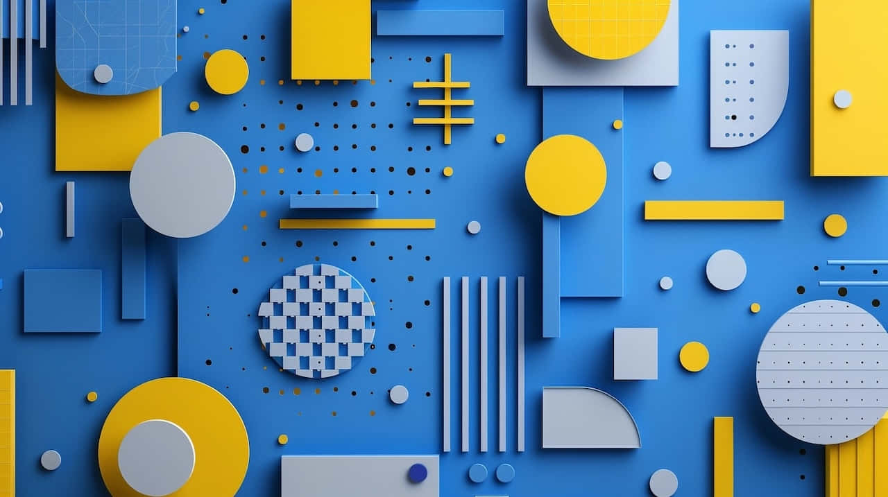 Abstract Blue Yellow Geometric Composition Wallpaper