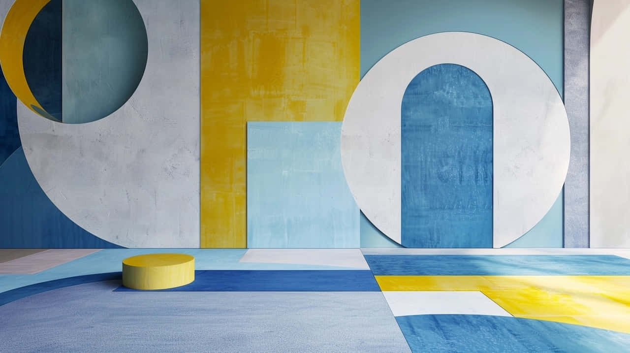 Abstract Blue Yellow Interior Design Wallpaper